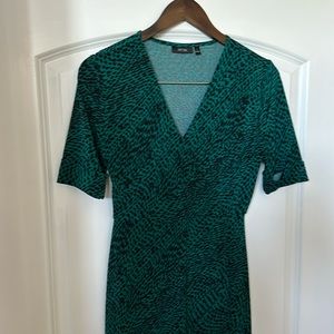 Faux wrap animal print dress